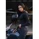 Черно дамско мото боди Pando Moto Shell WW Black 02 с дълъг ръкав, предно цип-закопчаване, текстурирани BALISTEX® панели на