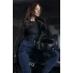 Черно дамско мото боди Pando Moto Shell WW Black 02 с дълъг ръкав, предно цип-закопчаване, текстурирани BALISTEX® панели на