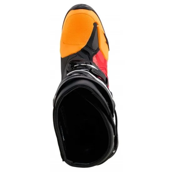 Мотокрос ботуши Alpinestars Tech 10 LTD SX1 в оранжево, червено и черно с алуминиеви катарами и космически принт по шахтата