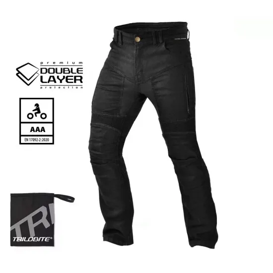 Мото дънки TRILOBITE 2461 Parado DoubleLayer AAA Black с CE Level 2 протектори