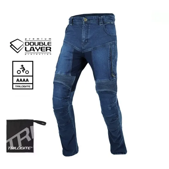 Мото дънки TRILOBITE Parado DoubleLayer AAA Blue със CE Level 2 протектори