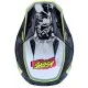 Alpinestars SM7 Blaster мотокрос каска в черно и сиво с флуоресцентно жълто-зелени и розови акценти, лого с едноокото цвете