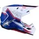 Alpinestars SM7 Blaster мотокрос каска в бяло, синьо и червено с Workswell лого, агресивна козирка и вентилационни отвори