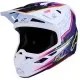 Alpinestars SM7 Blaster мотокрос каска в лилаво, розово и бяло с жълто-зелени акценти, лого SMASH и splash графики на купола