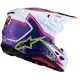 Alpinestars SM7 Blaster мотокрос каска в лилаво, розово и бяло с жълто-зелени акценти, лого SMASH и splash графики на купола