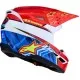 Alpinestars SM3 Falcon каска в червено, бяло и синьо с жълти звезди, перфорирана козирка и логото на марката отстрани