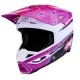 Детска мотокрос каска Alpinestars SM3 Falcon в лилаво, розово и бяло с графика на звезди, вентилационни отвори и откачваща