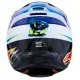Детска мотокрос каска Alpinestars SM3 Falcon в синьо, бяло и черно с неонови зелени звезди, удължена козирка и логото на