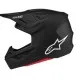 Alpinestars Supertech M7 мотокрос каска в матово черно с агресивен визьор, бяло лого и червени акценти на подбрадника