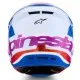 Alpinestars SM7 Core мотокрос каска в синьо, бяло, розово и червено с широка козирка, вентилационни решетки и надпис stars