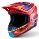 Alpinestars SM7 Cast мотокрос каска в червено с жълти и сини графики, изглед отстрани и отгоре, композитна черупка с