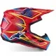 Alpinestars SM7 Cast мотокрос каска в червено с жълти и сини графики, изглед отстрани и отгоре, композитна черупка с