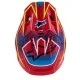 Alpinestars SM7 Cast мотокрос каска в червено с жълти и сини графики, изглед отстрани и отгоре, композитна черупка с