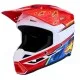 Детска мотокрос каска Alpinestars SM3 Falcon в червено, бяло и синьо с жълти звезди, козирка с отвори и лого Alpinestars