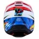 Детска мотокрос каска Alpinestars SM3 Falcon в червено, бяло и синьо с жълти звезди, козирка с отвори и лого Alpinestars