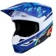 Детска мотокрос каска Alpinestars SM3 Falcon в синьо, бяло и черно с неонови зелени звезди, удължена козирка и логото на