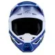 Детска мотокрос каска Alpinestars SM3 Falcon в синьо, бяло и черно с неонови зелени звезди, удължена козирка и логото на