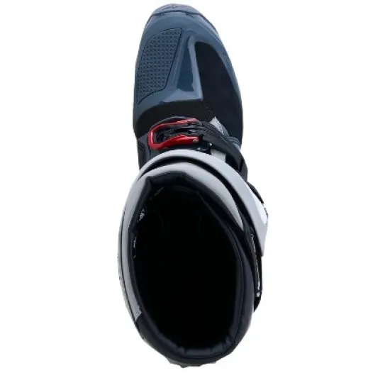 Alpinestars Tech 7 Enduro Drystar ботуши в тъмносиво, светлосиво и черно с червени катарами, BOA система и TPU протектори на
