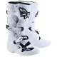 Бели детски мотокрос ботуши Alpinestars Tech 7S с 4 черни катарами, TPU пластина за пищяла и перфорирана гумена подметка