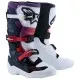 Детски мотокрос ботуши Alpinestars Tech 7S в черно, бяло и лилаво с четири червени алуминиеви катарами и бяла гумена