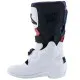 Детски мотокрос ботуши Alpinestars Tech 7S в черно, бяло и лилаво с четири червени алуминиеви катарами и бяла гумена