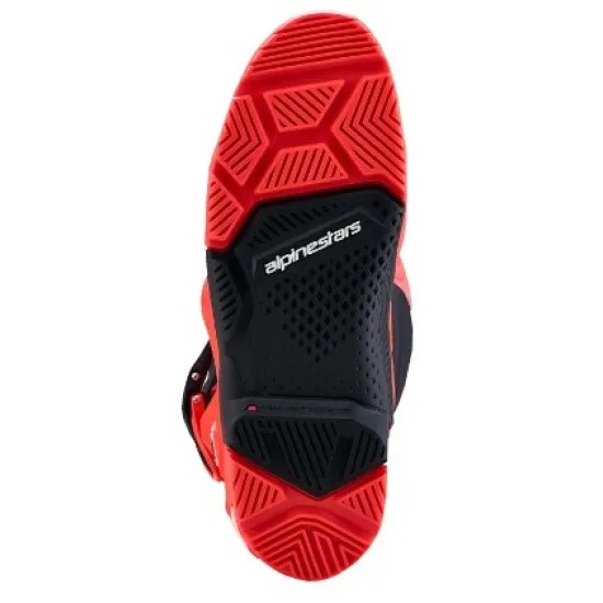 Мотокрос ботуши Alpinestars Tech 7 Enduro в флуоресцентно червено и черно с четири TPU катарами и защита на пищяла