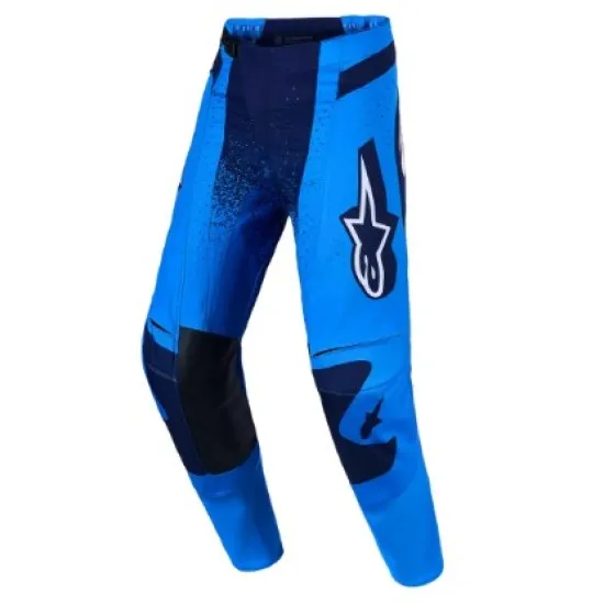 Мотокрос брич Alpinestars Techstar Swan в синьо и тъмносиньо с графичен принт, магнитна катарама и стречнет панели на
