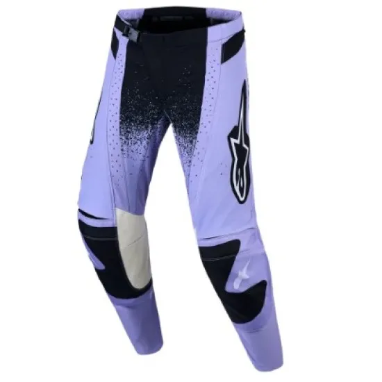Дамски мотокрос брич Alpinestars Techstar Swan в лилаво и черно с велурени колянни панели и спрей графика