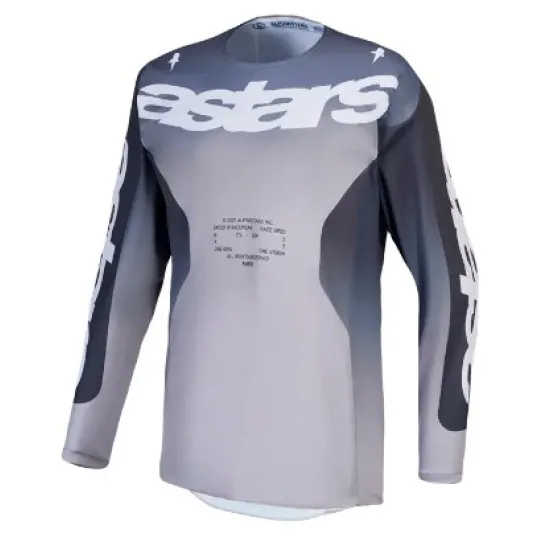 Мотокрос джърси Alpinestars Racer Amber с градиент от светлосиво към тъмносиньо, лого Astars на гърба и перфорирана тъкан