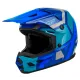Детска мотокрос каска FLY RACING Kinetic Scrap в синьо, светлосиньо и сиво с удължен визьор и вентилационни отвори, изглед