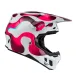 FLY RACING Formula CC Vibe мотокрос каска в бяло, малиново и синьо с камуфлажен графичен дизайн, изпъкнал визьор и