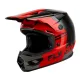 Мотокрос каска FLY RACING Kinetic DBK 27 в черно, червено и сиво с лого DBK и FLY, широка козирка и вентилационни отвори