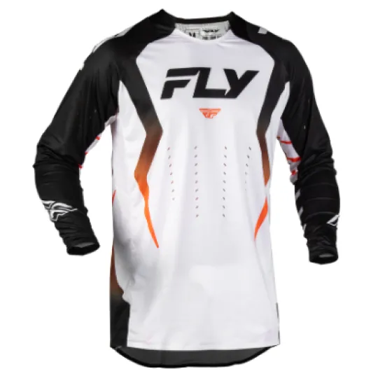 Мотокрос блуза FLY RACING Evolution DST Bolt в бяло, черно и оранжево с лазерни перфорации и мрежести ръкави