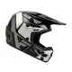 Детска мотокрос каска FLY RACING Kinetic Scrap в черно, бяло и сиво с удължено козирче и логото FLY отпред и отгоре