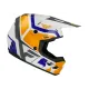Детска мотокрос каска FLY RACING Kinetic Scrap в бяло, оранжево, синьо и сиво с логото FLY и удължена козирка, изглед