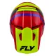 Детска мотокрос каска Fly Racing Kinetic Scrap в червено, жълто-зелено, лилаво и черно с широко козирче и вентилационни