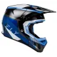 Мотокрос каска FLY Racing Formula CC Strike в черно, синьо и бяло - страничен изглед с дълъг визьор и RHEON лого на черупката
