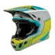 FLY Racing Formula CC Strike мотокрос каска в сиво, жълто-зелено и тюркоазено, с RHEON лого, издаден визьор и вентилационни