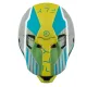 FLY Racing Formula CC Strike мотокрос каска в сиво, жълто-зелено и тюркоазено, с RHEON лого, издаден визьор и вентилационни