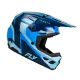 Мотокрос каска FLY Racing Kinetic Sync в тъмносиньо и синьо с козирка, гумена носна защита и лого FLY на устната зона