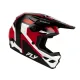 FLY Racing Kinetic Sync мотокрос каска в черно, червено и бяло - страничен изглед с козирка и FLY лого, изглед отзад и