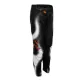 Детски мотокрос брич FLY Racing Kinetic Torch в черно и бяло с халфтон печат и оранжеви акценти, вид отпред, отзад и