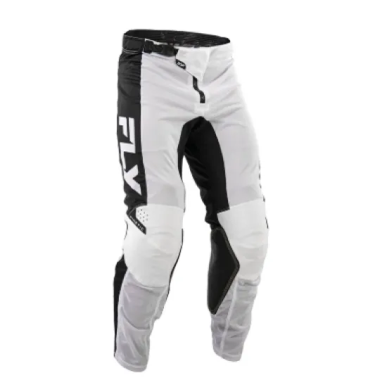 Мотокрос брич FLY RACING Kinetic Mesh в бяло и черно с мрежести панели, перфорации и лого на марката
