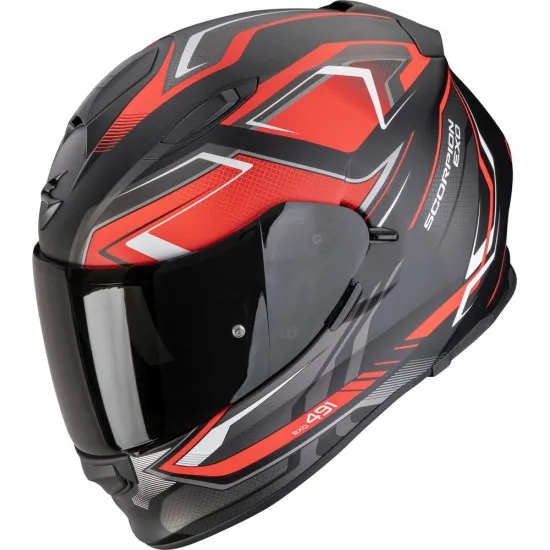 Пълнолицева каска Scorpion EXO-491 Zumo Matt Black Red с вътрешен слънчев визьор SpeedView™