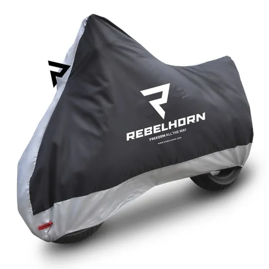 Rebelhorn Cover II Black/Silver S мото покривало Rebelhorn Cover II – покривало за мотоциклет черно/сребристо размер S