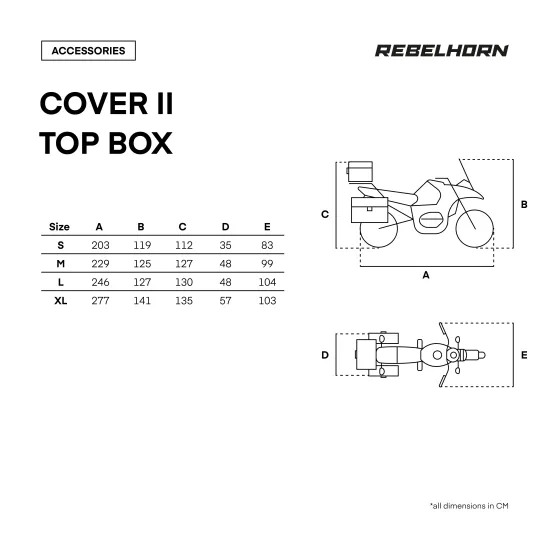 Покривало за мотоциклет с топ каса Rebelhorn Shelter Black Silver S