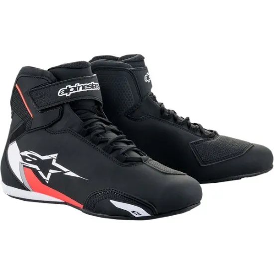 Мото боти ALPINESTARS SEKTOR BLACK/WHITE/RED с микрофибър и TPR защита