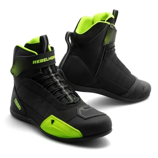 Мото боти Rebelhorn Swift Black Fluo Yellow с mesh панели и CE 1222 защита