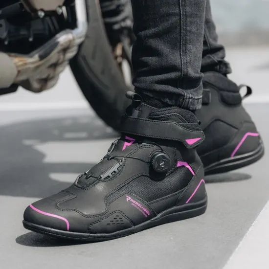 Дамски мото обувки REBELHORN SPARK II LADY BLACK/PINK – с протектори и вентилация
