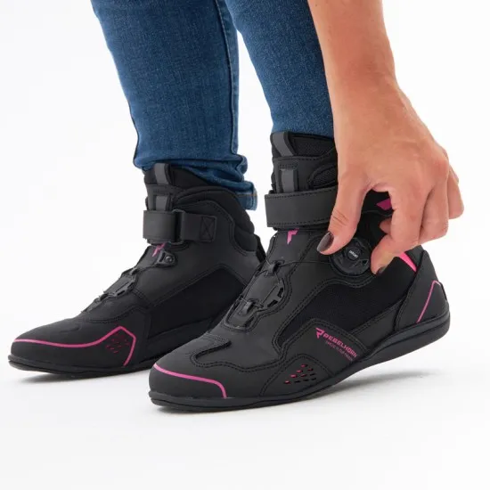 Дамски мото обувки REBELHORN SPARK II LADY BLACK/PINK – с протектори и вентилация